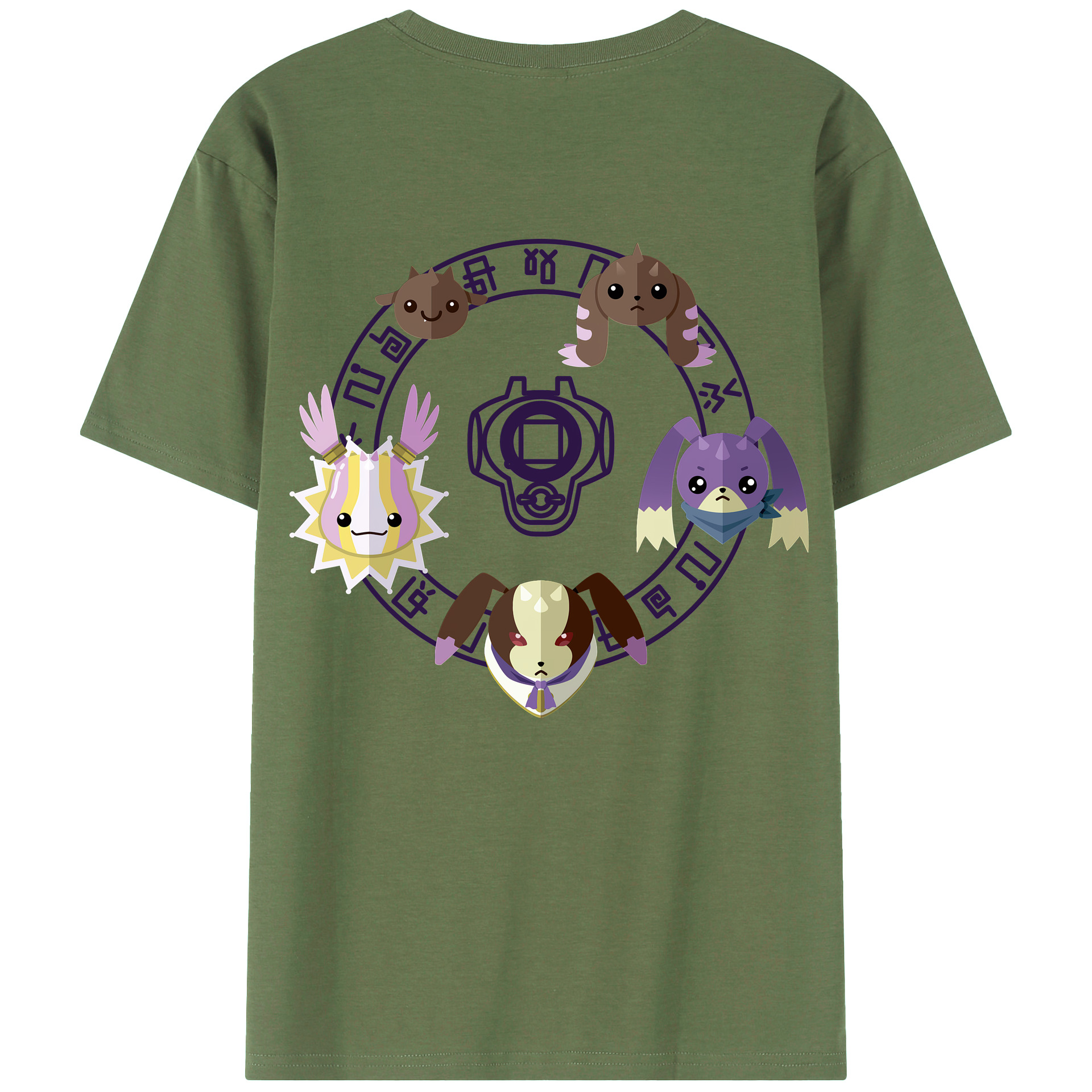 （画像用） Digimon デジタルモンスター/デジモン 綿100％ メンズ半袖Tシャツ（バックプリント） 通気性